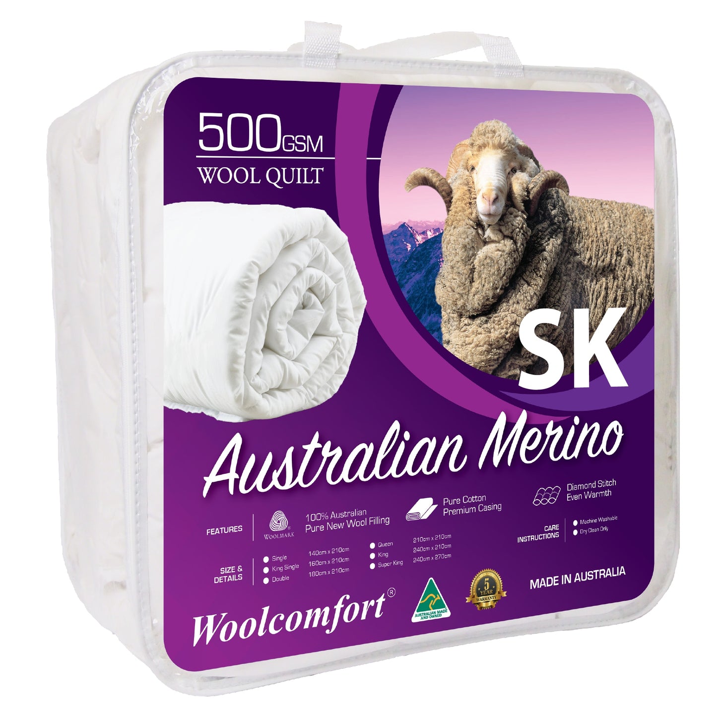 Woolcomfort Australian Merino Wool Premium Quilt
