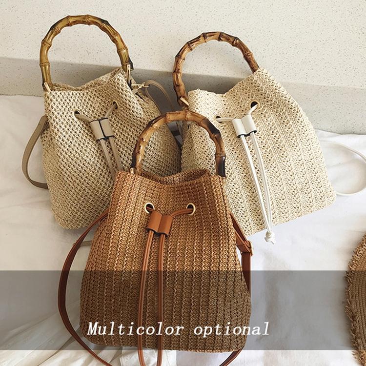 Handwoven Bamboo Bucket Bag with Adjustable Strap