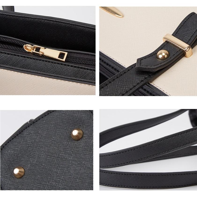 Handbag with Diagonal Design and Letter Detail