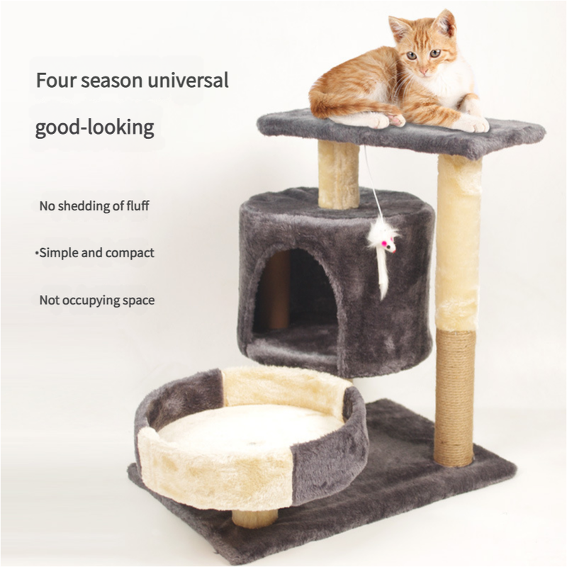 A Cat's Dream Paradise: Natural Solid Wood Cat Climbing Frame for Play and Relaxation