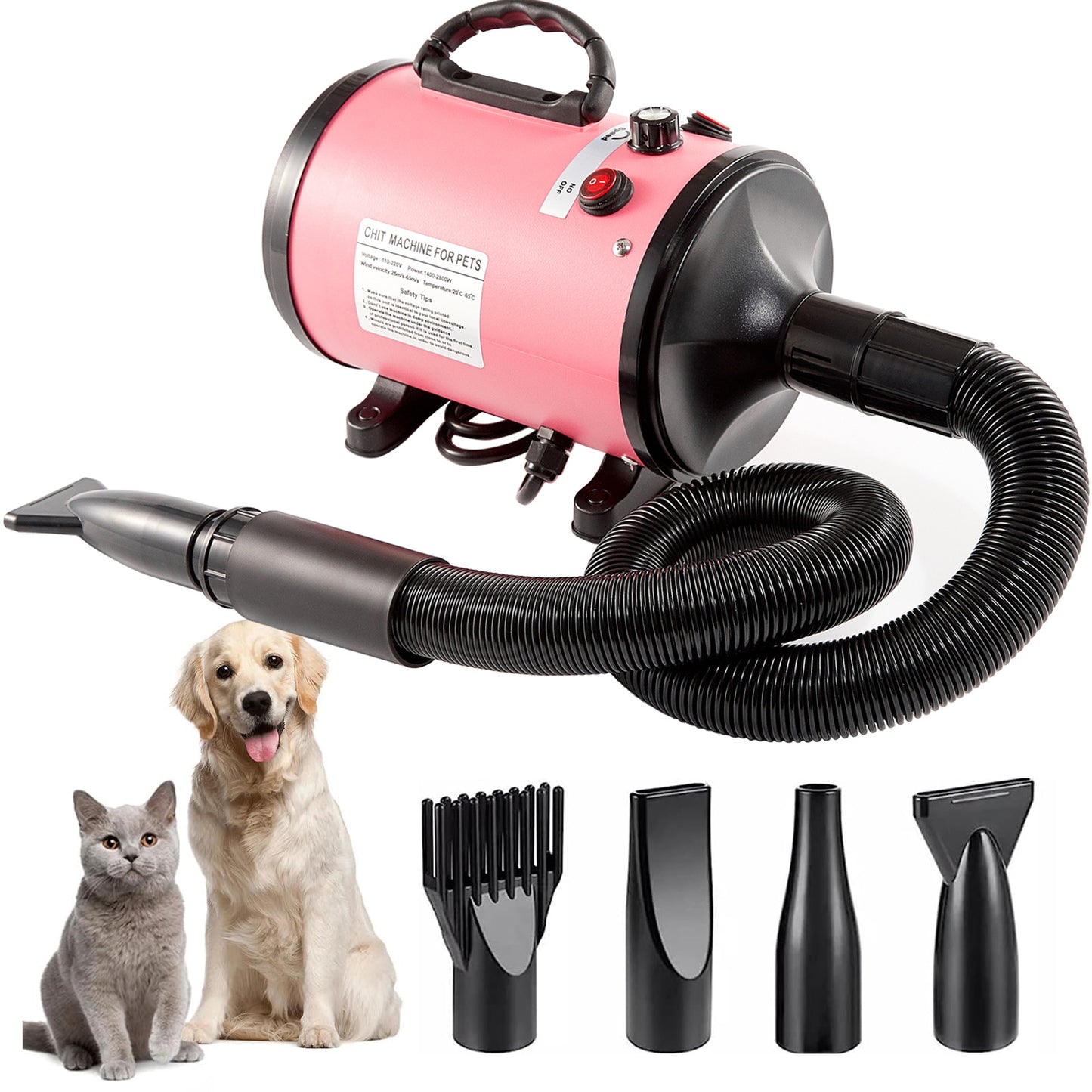 Powerful Pet Hair Dryer with Multiple Nozzle for Dogs and Cats