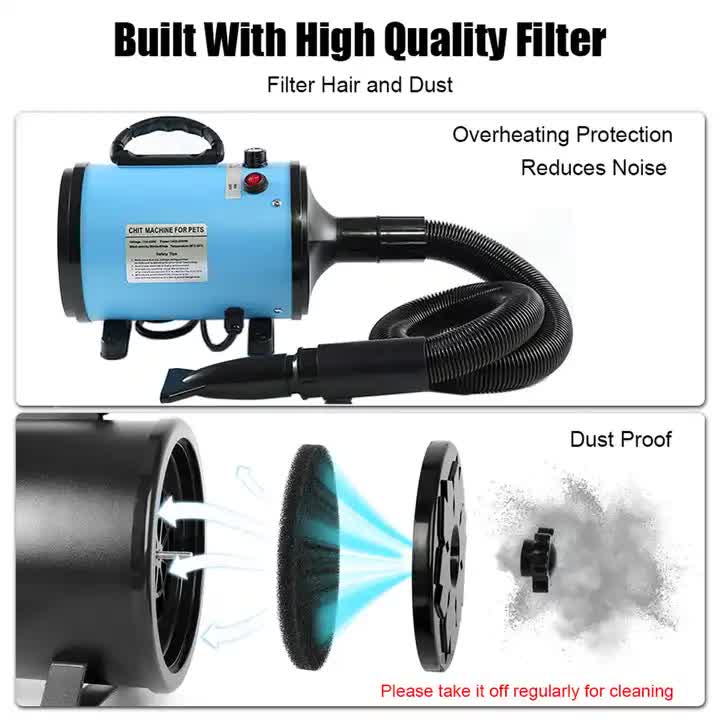 Powerful Pet Hair Dryer with Multiple Nozzle for Dogs and Cats