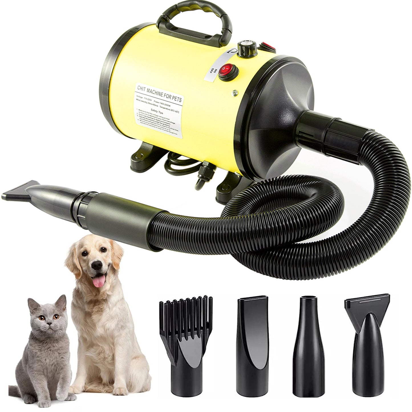 Powerful Pet Hair Dryer with Multiple Nozzle for Dogs and Cats