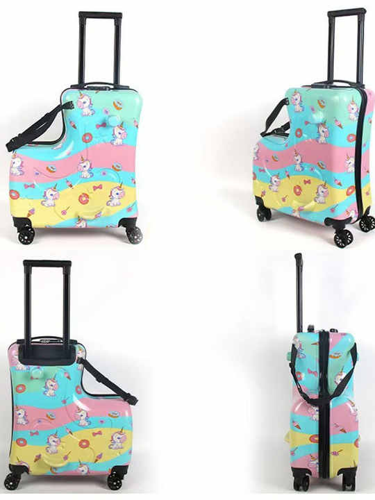 Kids Ride-On Luggage – 20-Inch Cartoon Travel Suitcase