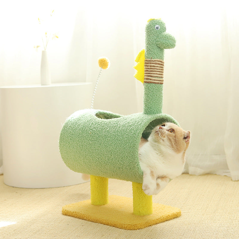 Animal-Themed Cat Tree with Tunnel – Multi-Functional Cat Scratching Post and Playhouse