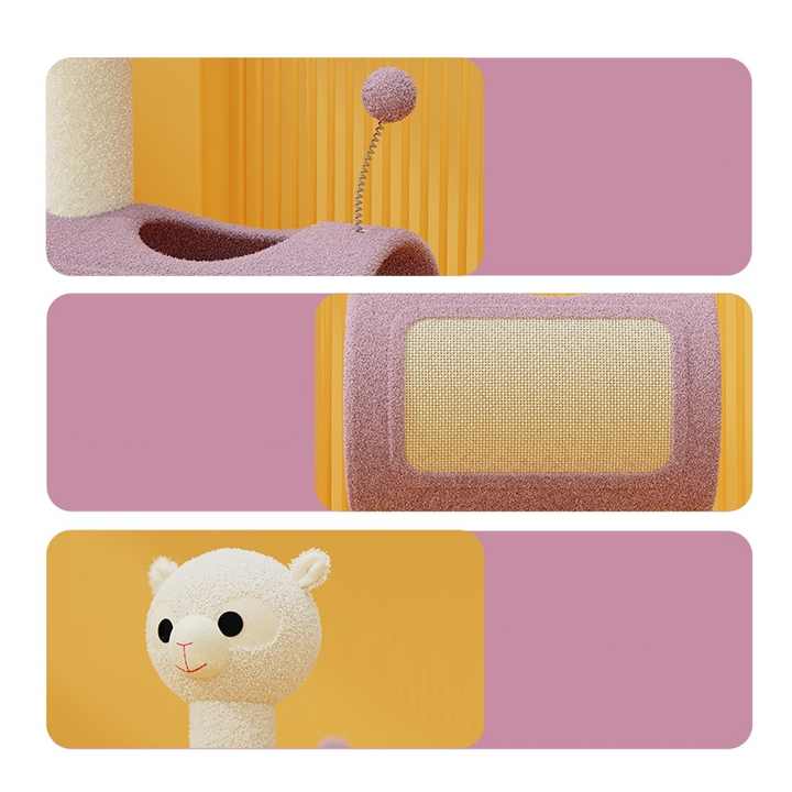 Animal-Themed Cat Tree with Tunnel – Multi-Functional Cat Scratching Post and Playhouse