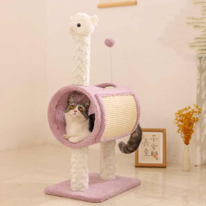 Animal-Themed Cat Tree with Tunnel – Multi-Functional Cat Scratching Post and Playhouse
