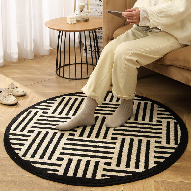 Modern Round Area Rug with Geometric Patterns
