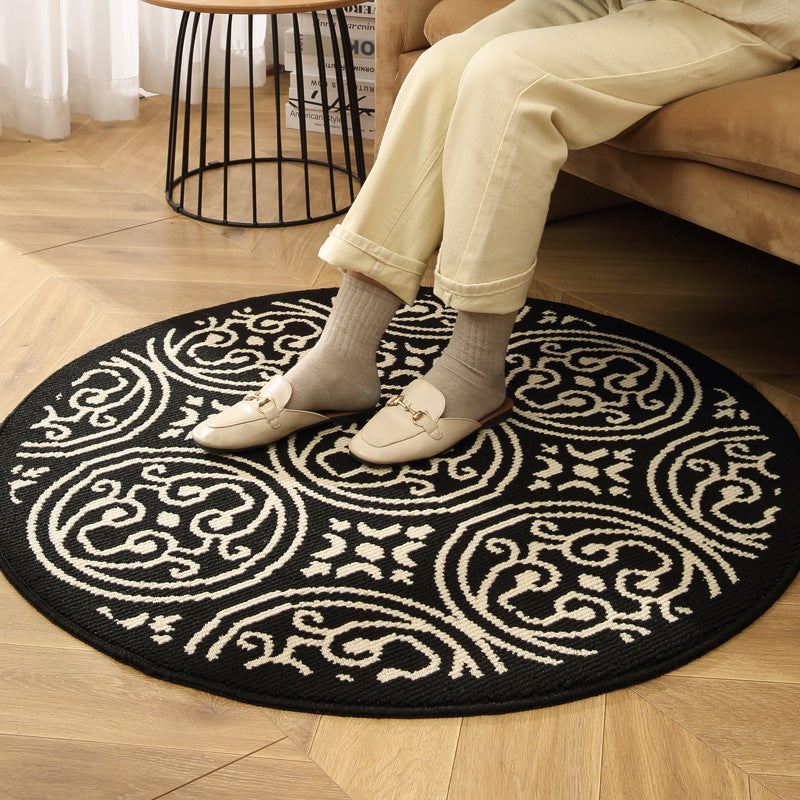 Modern Round Area Rug with Geometric Patterns