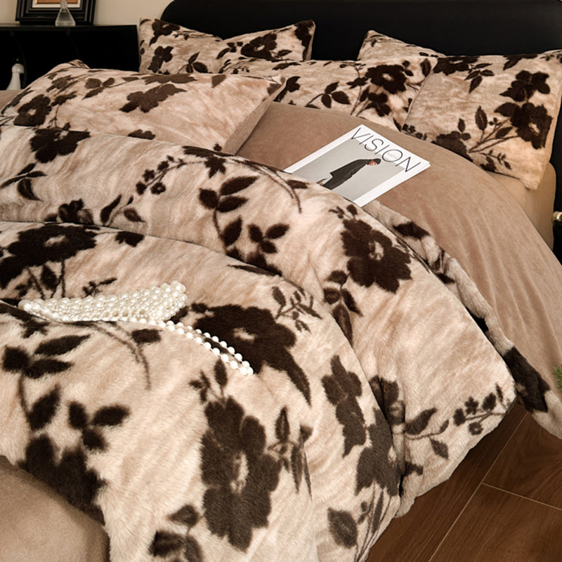 Luxury Winter Faux Rabbit Fur 4 Piece Bedding Set