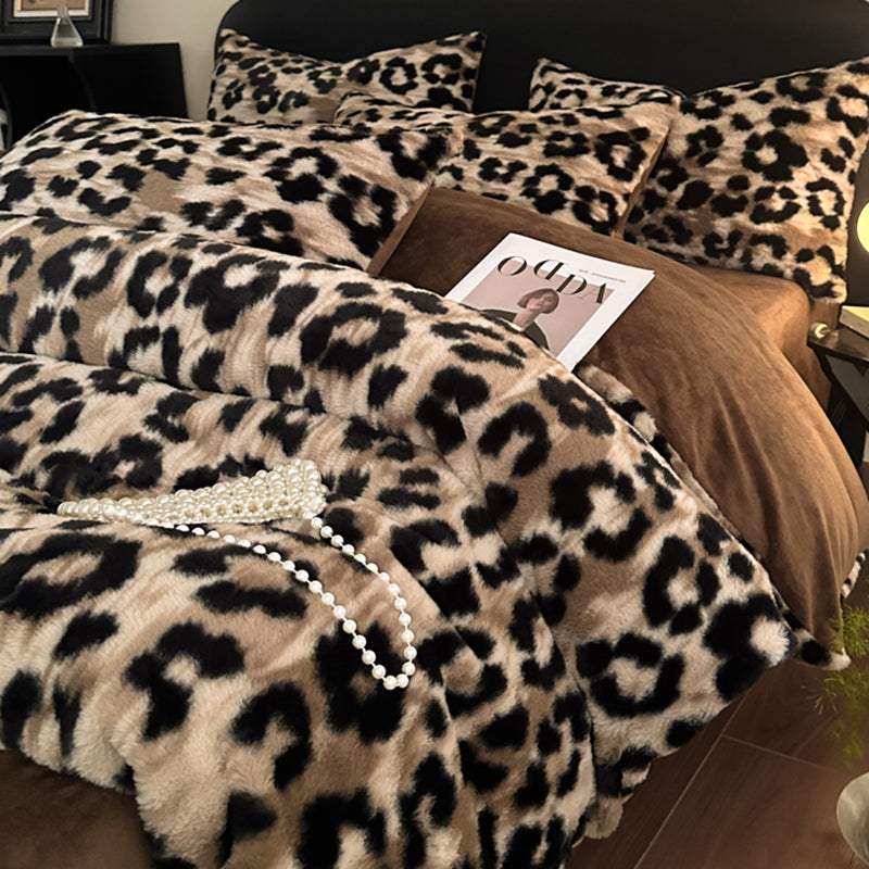 Luxury Winter Faux Rabbit Fur 4 Piece Bedding Set