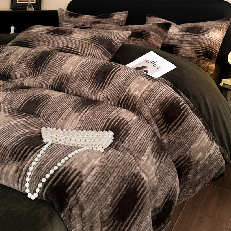 Luxury Winter Faux Rabbit Fur 4 Piece Bedding Set