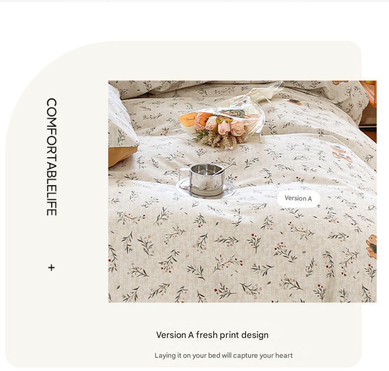 Thick Brushed Cotton 4-Piece Bed Sheet Set