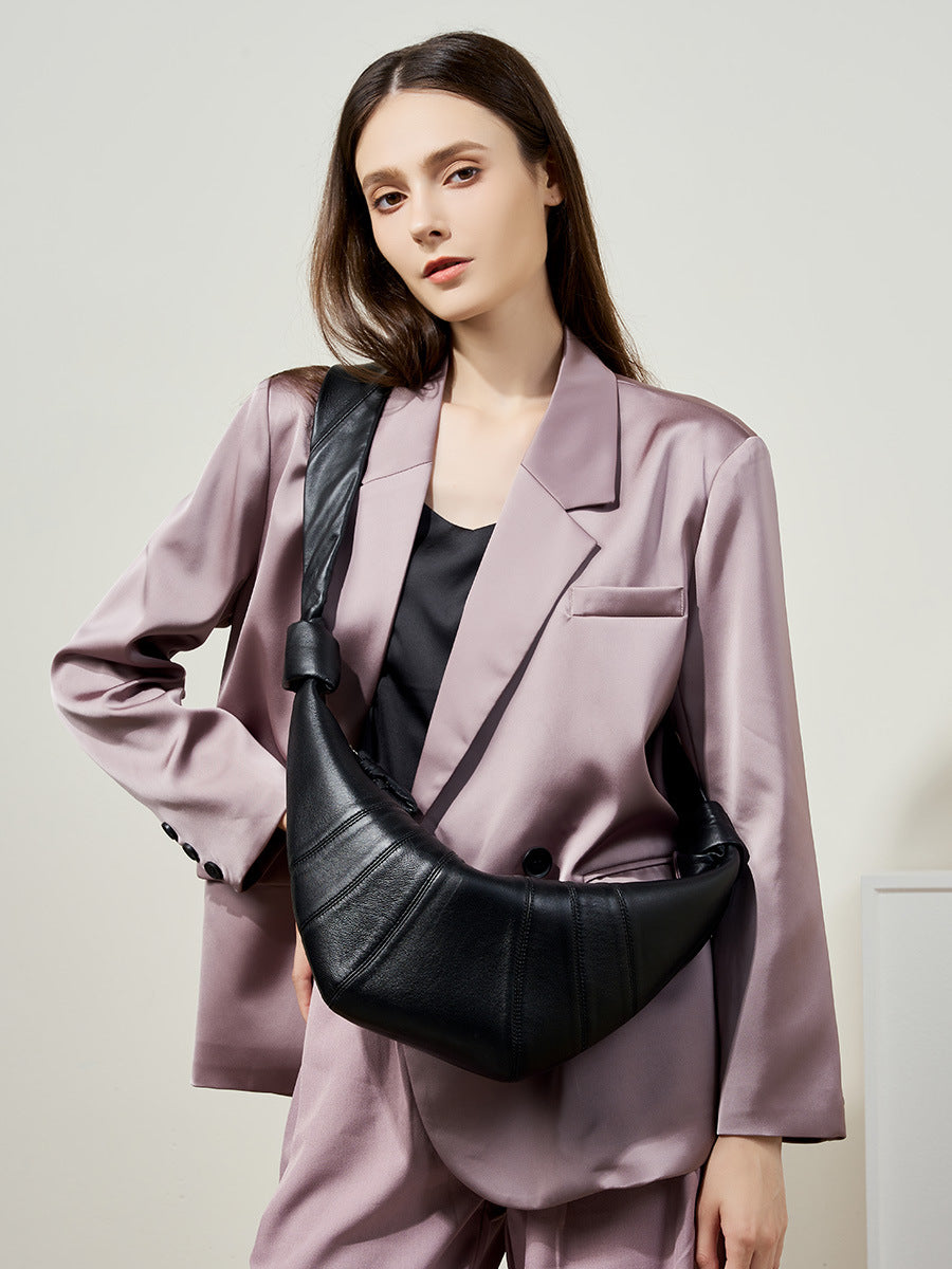 Stylish Croissant Crossbody Bag - Elegant Horn-Shaped Design with Lazy Chic Vibes