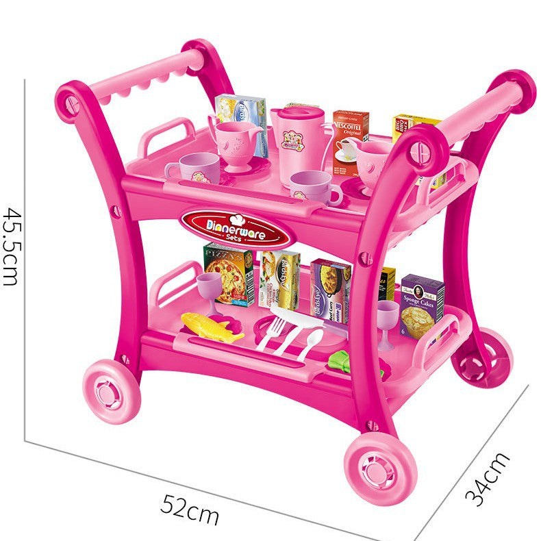 Children's Pretend Play Kitchen Cart Set with Toys