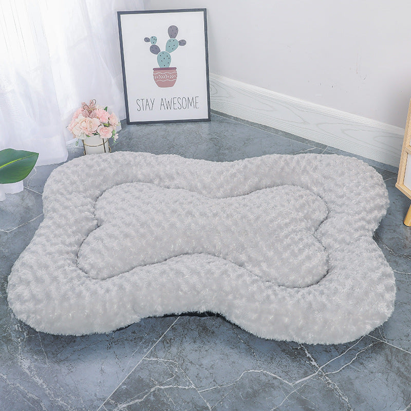 Bone-Shaped Velvet Fish Scale Pet Bed