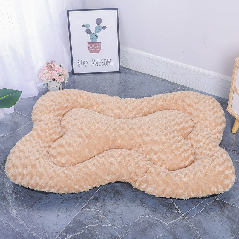 Bone-Shaped Velvet Fish Scale Pet Bed