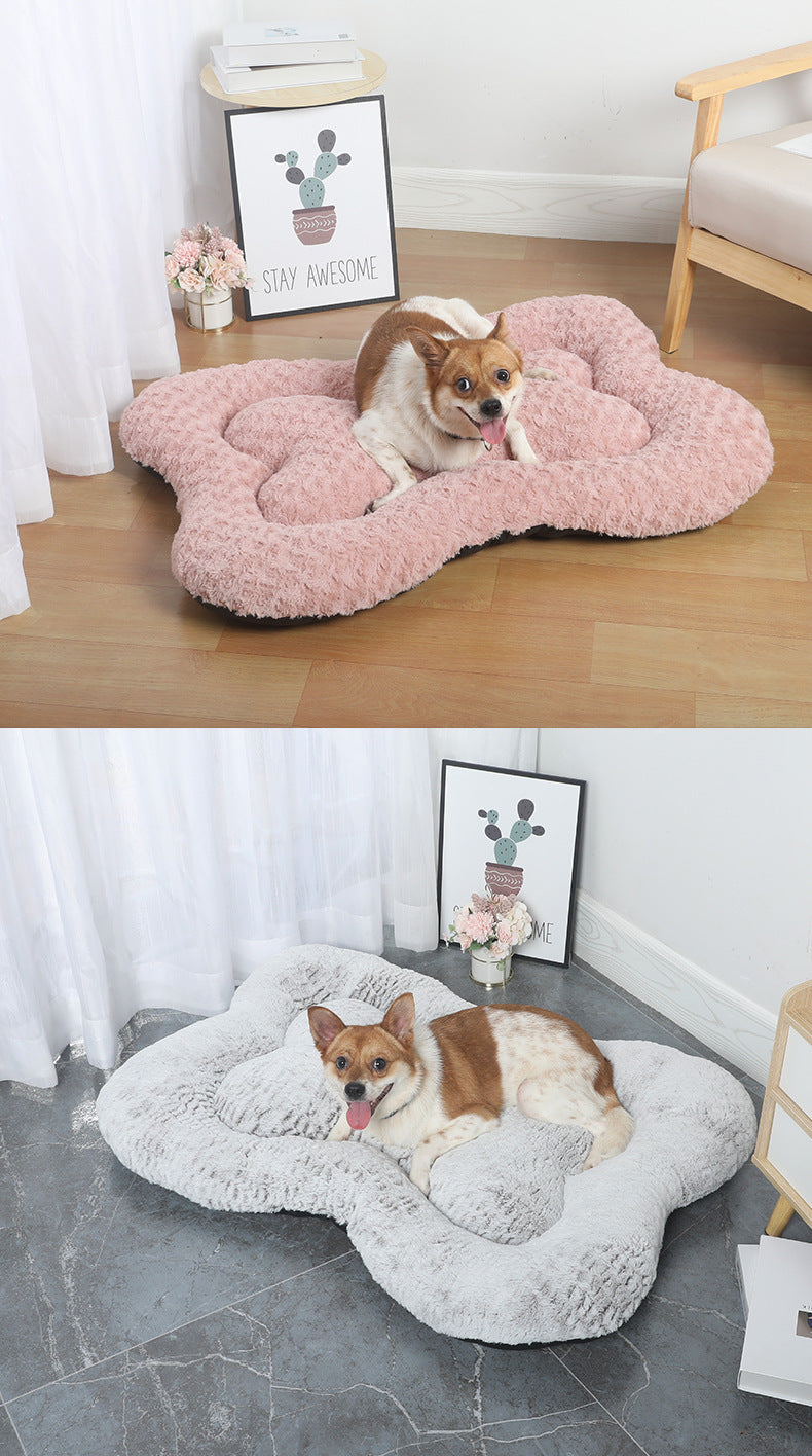 Bone-Shaped Velvet Fish Scale Pet Bed