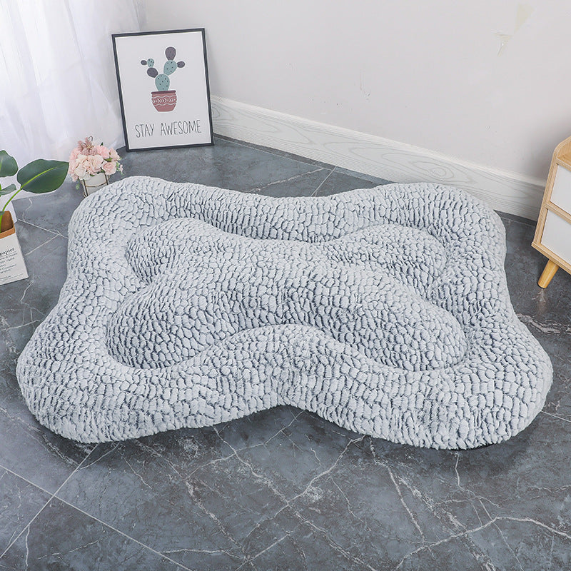 Bone-Shaped Velvet Fish Scale Pet Bed