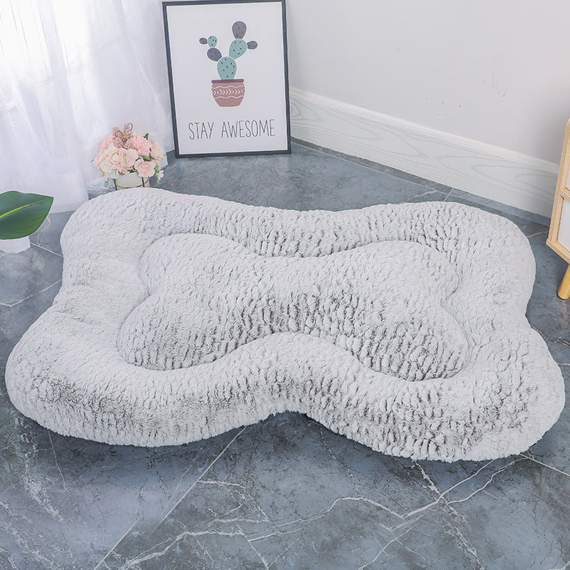 Bone-Shaped Velvet Fish Scale Pet Bed