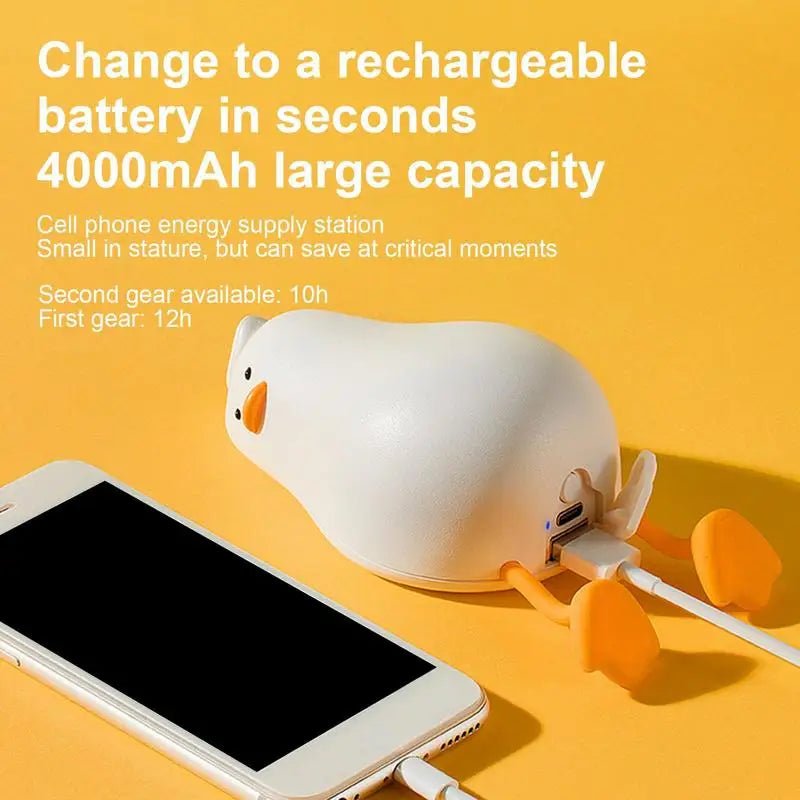 Duck-Shaped Rechargeable Hand Warmer & Power Bank - 4000mAh Multifunctional Portable Heater