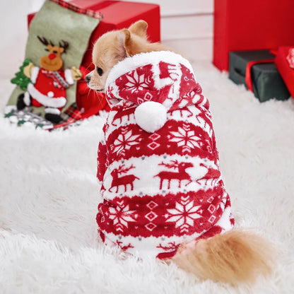 Warm Christmas Dog Pajamas - Fleece Thermal Winter Jumpsuits for Small and Medium Dogs & Cats