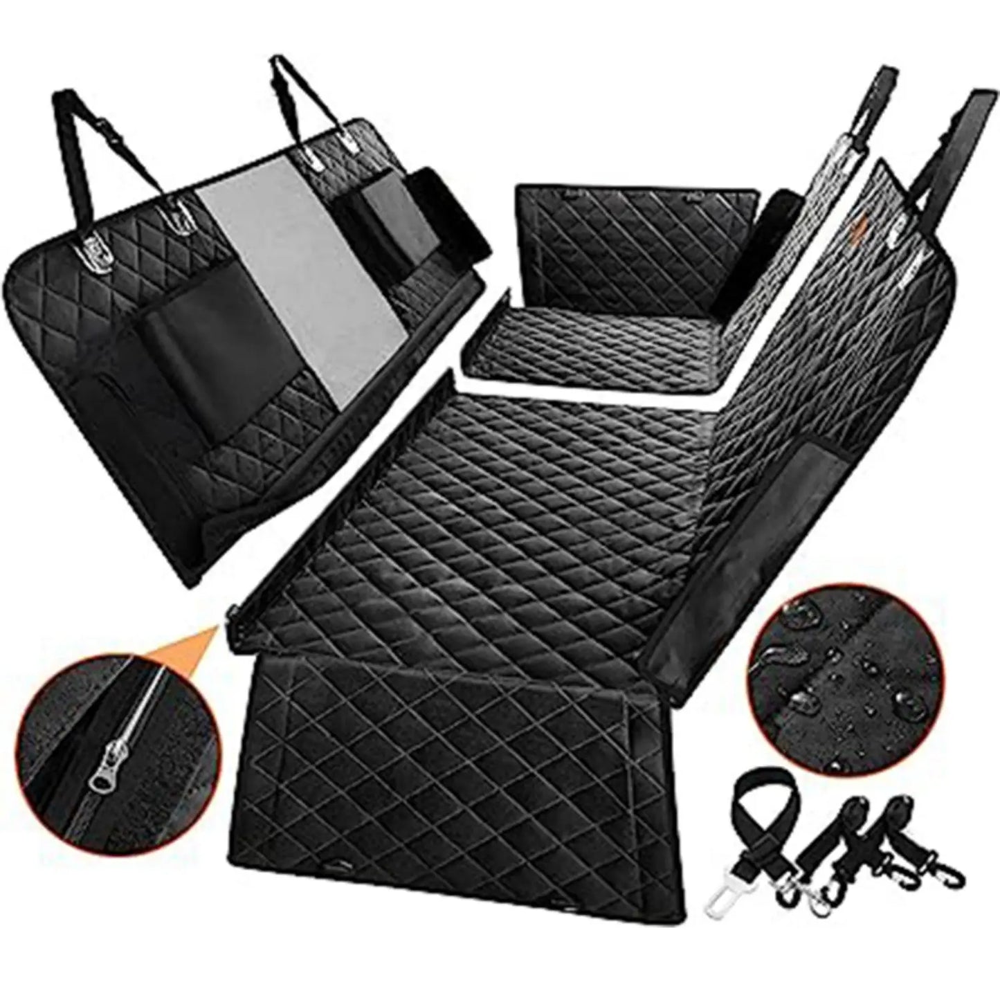 6-in-1 Upgraded Dog Car Seat Cover - Waterproof, Nonslip Hammock for Cars, Trucks & SUVs