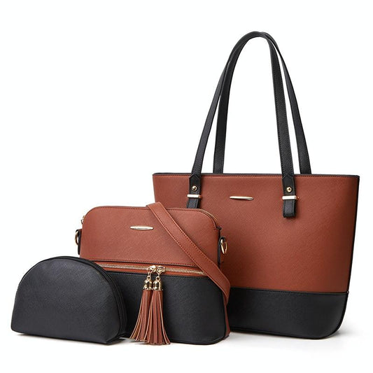 Handbag with Diagonal Design and Letter Detail