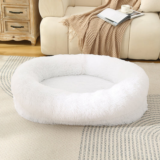 Fluffy Donut-Shaped Pet Bed
