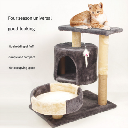 A Cat's Dream Paradise: Natural Solid Wood Cat Climbing Frame for Play and Relaxation