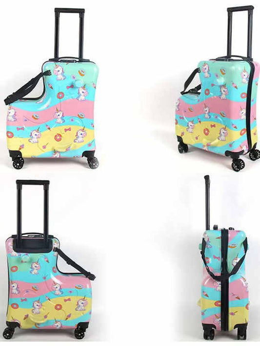 Kids Ride-On Luggage – 20-Inch Cartoon Travel Suitcase