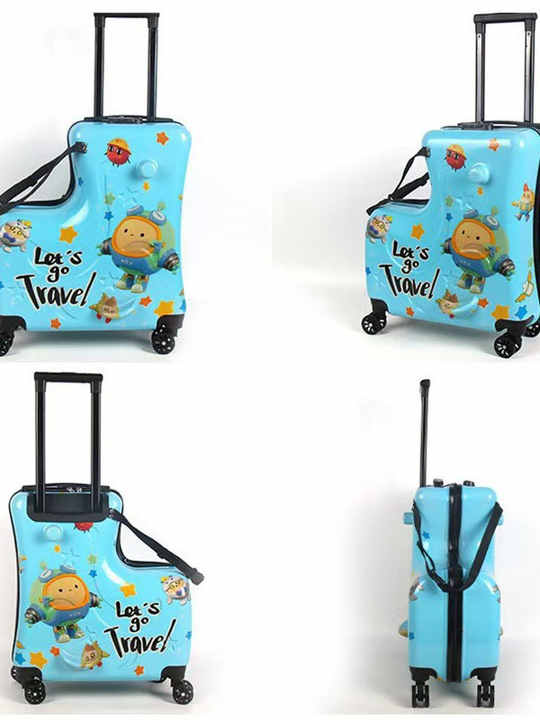 Kids Ride-On Luggage – 20-Inch Cartoon Travel Suitcase