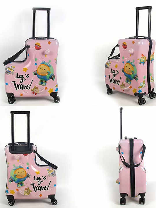 Kids Ride-On Luggage – 20-Inch Cartoon Travel Suitcase