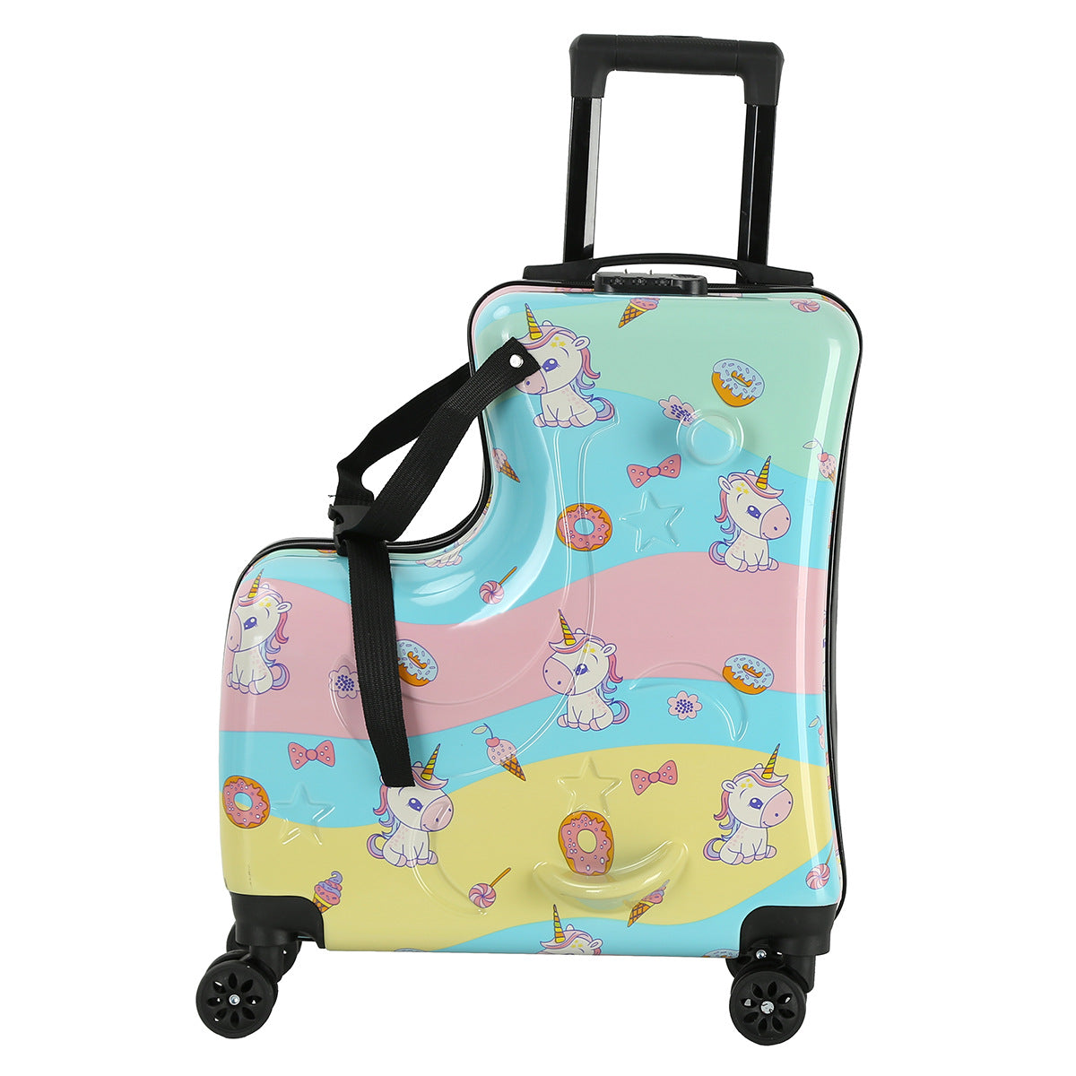 Kids Ride-On Luggage – 20-Inch Cartoon Travel Suitcase