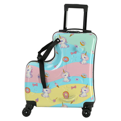 Kids Ride-On Luggage – 20-Inch Cartoon Travel Suitcase