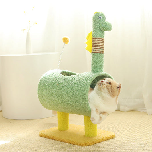 Animal-Themed Cat Tree with Tunnel – Multi-Functional Cat Scratching Post and Playhouse