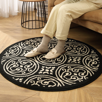 Modern Round Area Rug with Geometric Patterns