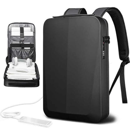 Premium Hard Shell Business Backpack with TSA Lock and USB Charging Port, Waterproof Laptop Bag for Men