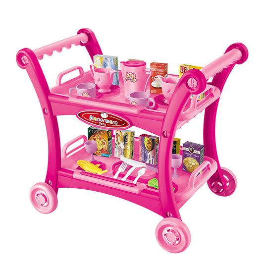 Children's Pretend Play Kitchen Cart Set with Toys