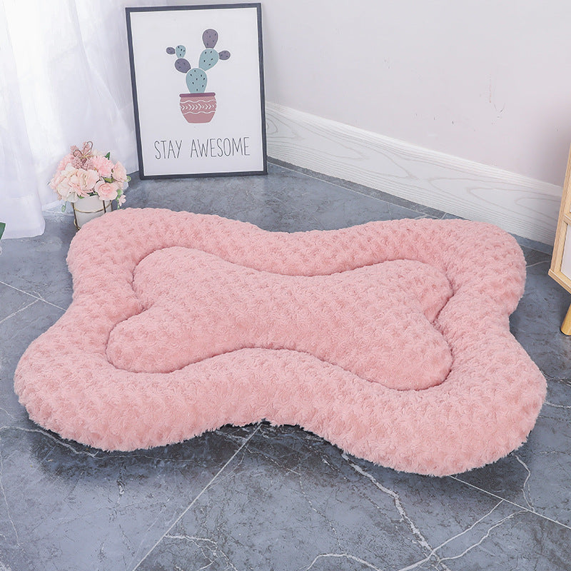 Bone-Shaped Velvet Fish Scale Pet Bed