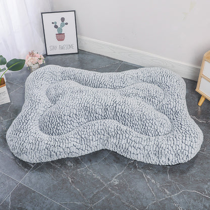 Bone-Shaped Velvet Fish Scale Pet Bed