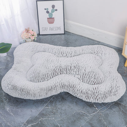 Bone-Shaped Velvet Fish Scale Pet Bed