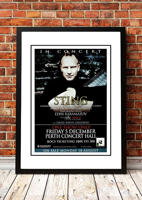 Sting ‘Songs from the Labyrinth’ Perth, Australia Concert Poster 2008 - Framed A2