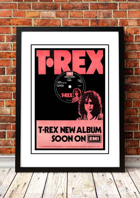 T Rex / Marc Bolan ‘Slider’ In Store Promotional Poster 1972 - Framed A6